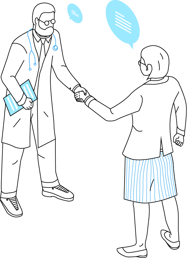 Poignée de main entre un médecin et une femme